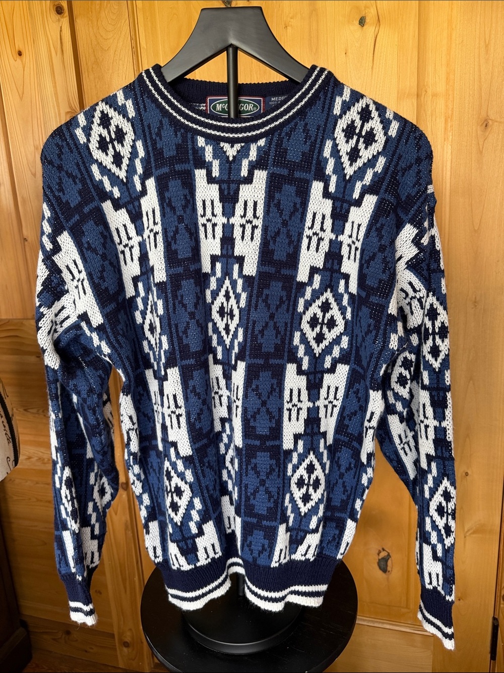McGregor Men's Navy & White Geometric Knit Crewneck Sweater